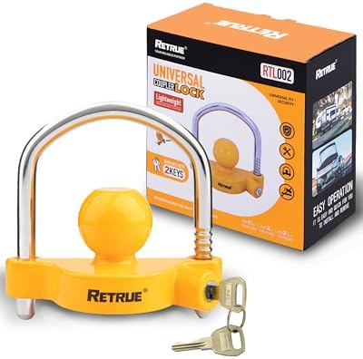 Universal Coupler Lock Trailer Locks Ball Hitch Trailer Hitch Lock Adjustable Security Heavy-Duty Steel Fits 1-7/8 Inch, 2 Inch, 2-5/16 Inch Couplers, Yellow