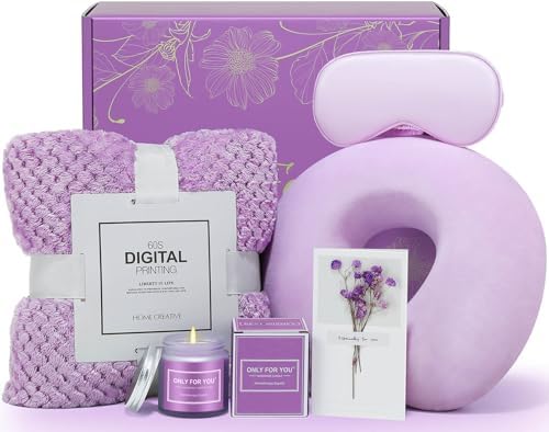 Birthday Gifts for Women, Mom, Friends, Sister - Get Well Soon Care Package Gifts with Luxury Flannel Blanket, Relaxing Gift Baskets for Happy Birthda