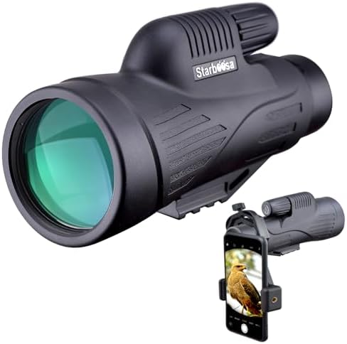 12x50 High Definition Monocular Telescope with Smartphone Holder - Waterproof Monocular with Durable and Clear BAK4 Prism for Bird Watching Wildlife Hunting Camping Hiking