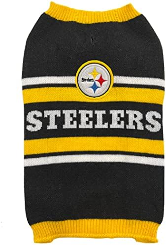 NFL Pittsburgh Steelers Dog Sweater, Size Small. Warm and Cozy Knit Pet Sweater with NFL Team Logo, Best Puppy Sweater for Large and Small Dogs