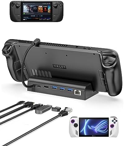 Antank 6-in-1 Docking Station for Steam Deck/ROG Ally, Steam Deck Dock with HDMI 2.0 4K@60Hz Gigabit, 1000Mbps Ethernet, 100W PD Fast Charging and 3 USB-A 3.0 USB-C Port for Valve Steam Deck OLED