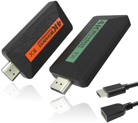 Wireless HDMI Transmitter and Receiver, Wireless HDMI Extender, Portable 4K Wireless HDMI Kit, Plug & Play, Support 2.4/5GHz for Streaming Video and Audio from Laptop/PC/TV Box to Monitor/Projector