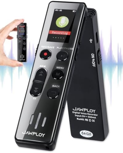 64GB Digital Voice Recorder with Playback - 4400 Hours Voice Activated Recorder with Sound Clarity Enhancement, Portable Recorder Recording Device for Lectures Meetings, USB, Password, MP3