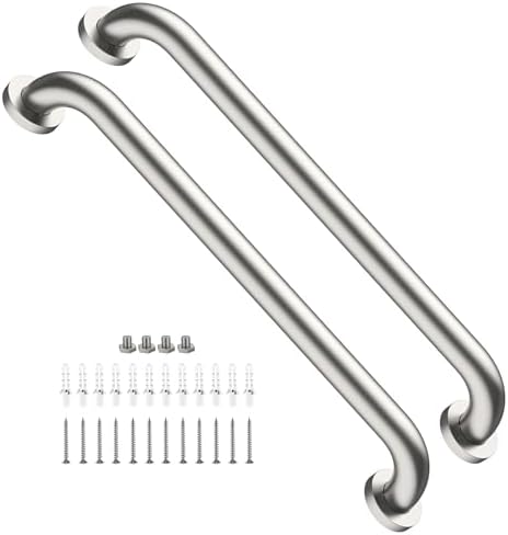 Satin Brushed Nickel Grab Bar 24 Inch x 1-1/2" Diameter, iMomwee 2 Pack Stainless Steel Bathroom Handrail, Safety Rail Shower Mobility Aid, Balanced Support Assist Handle for Elderly Seniors Disabled