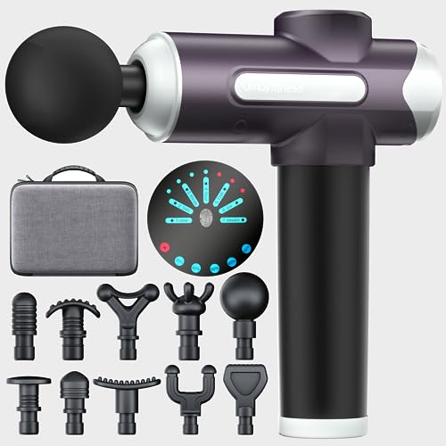 UMAY 2024 New Massage Gun for Back Pain Relief, Muscle Massage Gun Deep Tissue Massager, Portable Handheld Percussion Massage Gun with 10 Massages Heads, Lightweight, Power & Quiet - MG06