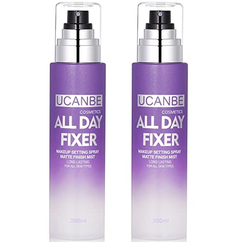 UCANBE Makeup Setting Spray - 2PC Set Matte Finishing Spray, Long Lasting Oil Control Make Up Spray, Lightweight Hydrate Face Mist for Face