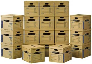 Bankers Box Medium Classic Moving Box 20 Pack, Reinforced Handles, Tape-Free Assembly, Box with Lid, 19-in x 14.5-in x 15.5-in (8817202)