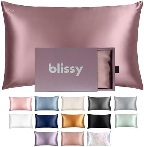 Blissy Silk Pillowcase - 100% Pure Mulberry Silk - 22 Momme 6A High-Grade Fibers - Silk Pillow Cover for Hair & Skin - Regular, Queen & King with Hidden Zipper (King, Plum)