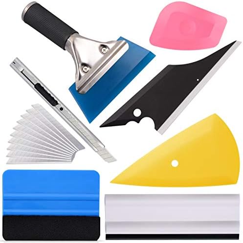 EHDIS Vinyl Wrap Tool Window Tint Kit 7 Pieces Vehicle Tinting Tools Car Glass Protective Film Wrapping Installation Set Included Vinyl Scraper, Window Rubber Squeegee,Cutting Knife with Blades