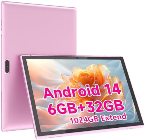 Tablet 10 inch Android 14 Tablet PC, 10.1" Android Tablets, DDR4 6GB RAM 32GB ROM 2MP+8MP Dual Camera, WiFi-6 Bluetooth 1TB Expand IPS Full HD Display Tab, 6000mAh Battery Powerful Performance Tablet.