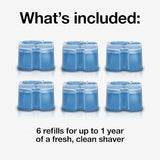 Braun Clean & Renew Refill Cartridges CCR, Replacement Shaver Cleaner Solution for Clean&Charge Cleaning System, Pack of 6