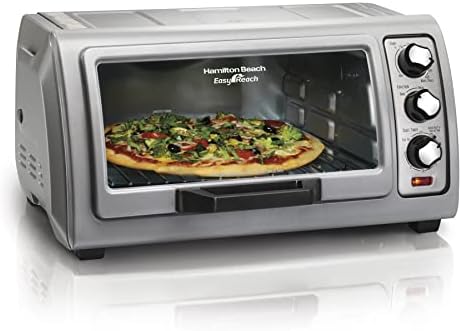 Hamilton Beach 6 Slice Countertop Toaster Oven With Easy Reach Roll-Top Door, Bake, Broil & Toast Functions, Auto Shutoff, Silver (31127D)