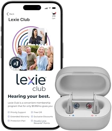 Lexie B2 Plus Hearing Aids Powered by Bose + Free 6-Month Lexie Club Subscription – Rechargeable, Rechargeable Case, App-Controlled, Self-Fit, Noise Reduction, Bluetooth® for Calls & Streaming (Gray)