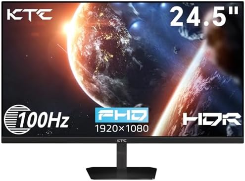 KTC 24.5 Inch FHD 100Hz IPS Computer Monitor, 1080P Eye Care PC Gaming Monitor, Adaptive-Sync, Low Blue Light, HDR, VESA Mount with HDMI VGA for Home Office, H25B7