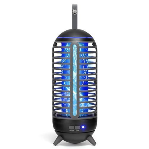 Bug Zapper, indoor and outdoor 2-in-1 mosquito zapper, portable rechargeable waterproof bug zapper, suitable for yard, home, backyard, garden, camping black