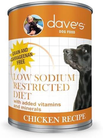 Dave's Pet Food Restricted Sodium Diet for Dogs, Chicken Pate Recipe, 13.2 oz Canned Dog Food, Case of 12