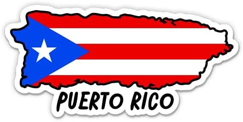 Squiddy Puerto Rico Map with Flag - Vinyl Sticker - Large Size - 12"