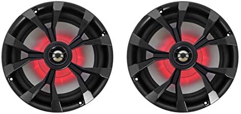 Pair Rockville RKL80MB 8" 900 Watt Black 2-Way Marine Boat Speakers W/LED's