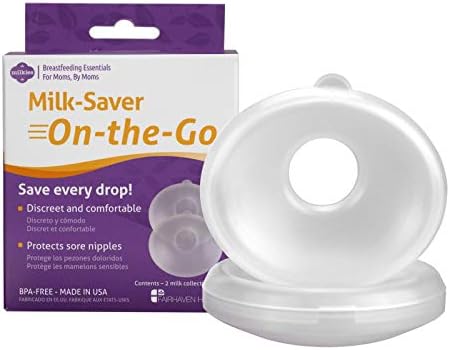 Milkies Milk-Saver On-The-Go, Breast Milk Collecting Shells and Nipple Shield, Discreet and Silicone-Free Catcher for Breastmilk, Collector Cups for Nursing & Breastfeeding, Holds More Than 1oz