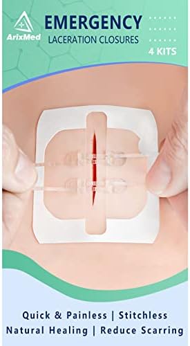 Zip Sutures Butterfly Bandaids, 4 Sets Emergency Wound Closures Device - Surgical Quality Laceration Repair Kit Without Stitches, Quick Clot Zip Sutures Laceration Kit