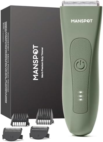 MANSPOT Manscape Pubic Hair Trimmer for Men and Women, Electric Ball Trimmer Pubic Trimmer Shaver,Hypoallergenic Ceramic Blade Heads,Waterproof Wet/Dry Groin Shaver,20 Times Usage,No Nick,No Burn