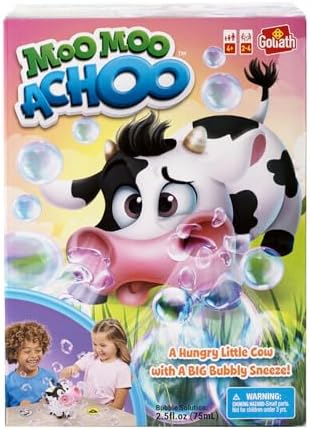 Goliath Moo Moo Achoo Game | Gather Clover Cards Before Sneezes Real Bubbles | 2-4 Players | Ages 4 and Up