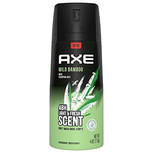 AXE Wild Bamboo Men's Body Spray Deodorant 48hr Odor Protection With Essential Oils Aluminum Free Deodorant Body Spray 4.0oz