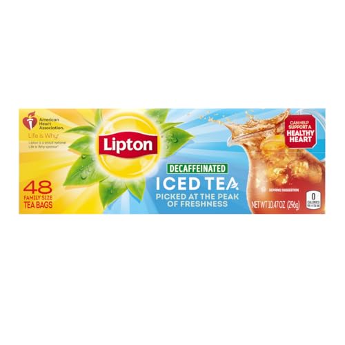 Lipton Decaf Black Iced Tea Bags, Family Size Zero Calories, 48 Total Tea Bags