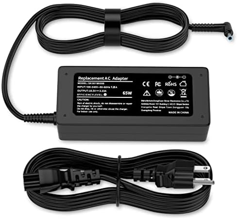 AC Adapter Charger for HP Envy x360 2-in-1, m6-w105dx, m6-w103dx - 65W, 19.5V, 3.33A - Black - Tabletop - 1.5 Metre Cable - 1 Count - Compatible with Moto One Power
