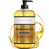 Large Cellulite Massage Oil with Collagen & Stem Cells- 100% Natural Cellulite Oil, Highly Absorbable, Deeply Penetrates The Skin- Firms, Tones, Tightens & Moisturizes Skin by Cosmetasa (16.9 oz)
