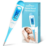 Easy@Home Digital Basal Thermometer with Blue Backlight LCD Display, 1/100th Degree High Precision and Memory Recall, NOT Bluetooth Enabled, Upgraded EBT-100B(Blue)