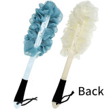 Jxicleang Back Scrubber for Shower, Back Loofah with Non-Slip Handle, Shower Loofah with Handle, Soft Nylon Mesh Sponge On a Stick for Men Women Elderly Kids (2 Pack= Blue+ White)