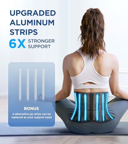 CAMRIER Back Brace for Lower Back Pain Relief with 3D Lumbar Pad, 6X Back Support Belt With Alternative Strips for Men/Women, Soft Breathable Mesh Fabric Lumbar Support for Herniated Disc, Sciatica