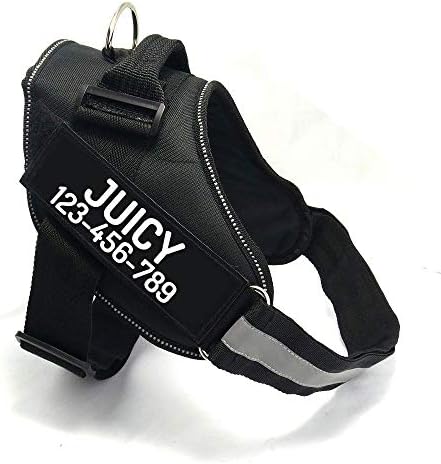 PawPawify Custom No Pull Dog Harness with Name and Phone Number, Heavy Duty Personalized Pet Vest to Prevent Tugging, Pulling, or Choking, Training and Walking (Black, S (10-19LBS))