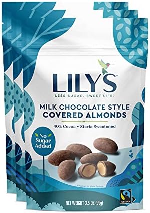 Lily's Milk Chocolate Style Covered Almonds, Stevia Sweetened, No Added Sugar, Low-Carb, Keto-Friendly, Gluten-Free & Non-GMO, 3.5 Ounce (Pack of 3), 10.5 Ounce