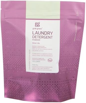 Grab Green Natural 3-in-1 Laundry Detergent Powder, Water Lily, 100 Loads