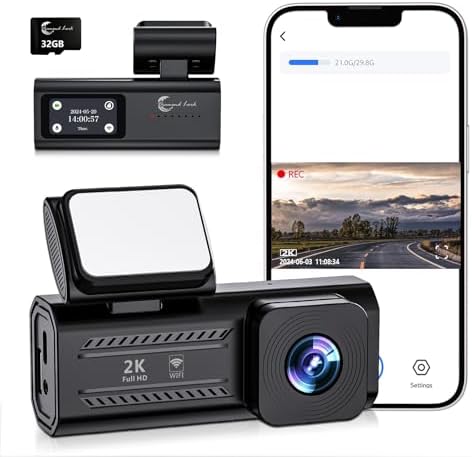 2K Front Dash Cam with WiFi, Diamond Lark 1440P Dash Camera for Cars with Free 32GB Card, Dashboard Dashcam, 1.47” LCD Screen, 170°Wide Angle, 24H Parking Mode, Night Vision, Detachable Bracket