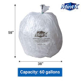 Mint-X Rodent Repellent Trash Bags, 1.3 Mil, Flat Seal, 58" Height x 38" Length, Clear (Pack of 100) (MX3858XHC)