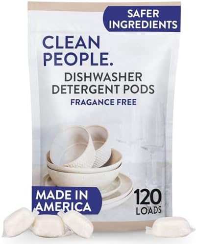 Clean People Dishwasher Pods - Cuts Grease & Rinses Sparkling Clean - Residue-Free - Phosphate Free Dishwashing Pods - Fragrance Free, 120 Pack