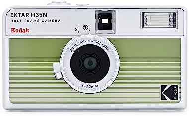 KODAK EKTAR H35N Half Frame Film Camera, 35mm, Reusable, Focus-Free, Bulb Function, Built-in Star Filter, Coated Improved Lens (Film & AAA Battery are not Included) (Striped Green)
