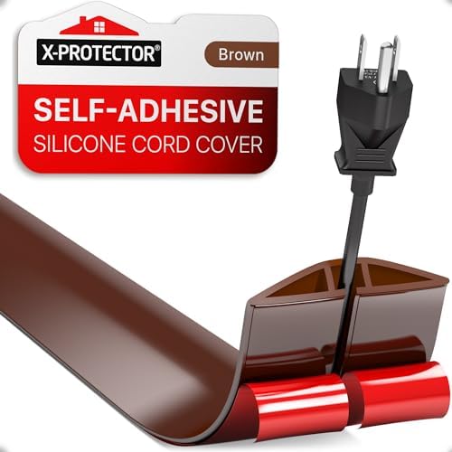 Floor Cord Cover X-Protector - 5’ Overfloor Cord Protector - Self-Adhesive Power Cable Protector - Silicone Cord Protector - Ideal Extension Cord Cover to Protect Wires On Floor (60 in)