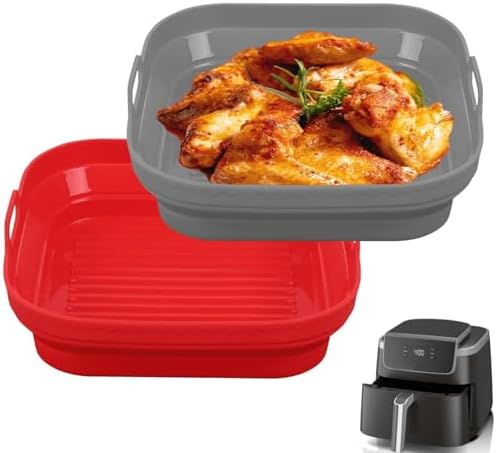Silicone Air Fryer Liner for Ninja Air Fryer, 2-Pack Reusable Air Fryer Silicone Basket Silicone Pot Round Air fryer Oven Accessories Compatible with Ninja Foodi AG301 Air Fryer Indoor Grill