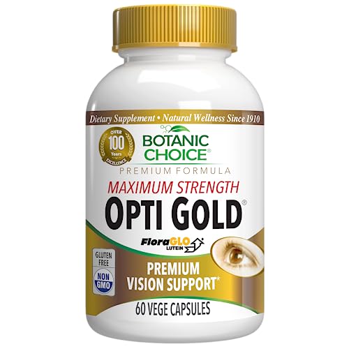 Botanic Choice Maximum Strength Opti Gold Vision Eye Health Support Supplement for Overall Eyesight Health for Men & Women - Taurine, Vitamin A, Lutein, Bilberry, Alpha Lipoic Acid (60 Capsules)