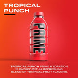 PRIME Hydration TROPICAL PUNCH | Sports Drinks | Electrolyte Enhanced for Ultimate Hydration | 250mg BCAAs | B Vitamins | Antioxidants | 2g Of Sugar | 16.9 Fluid Ounce | 12 Pack