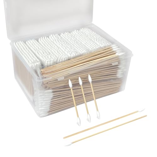 900 Pcs Precision Tip Cotton Swabs with Sturdy Bamboo Sticks, 700 Pcs Double Pointed Tip Cotton Swabs & 200 Pcs Long Cotton Swabs for Makeup, Nails, Crafts, Gun Cleaning