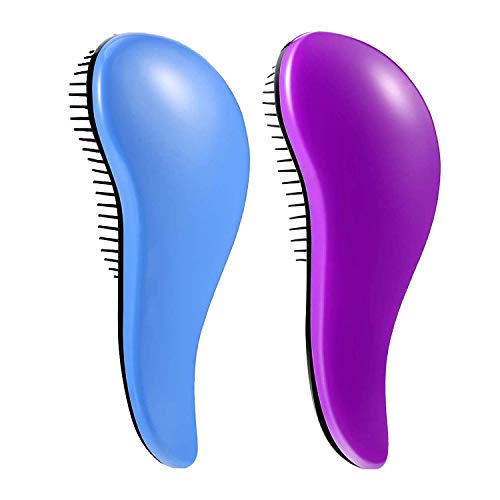 Detangler Brush for Adults & Kids, WYNK Detangling Comb Hair Styling Tools & Appliances for Natural/Wavy/Curly/Coily/Wet/Dry/Oil/Thick/Straight/Long Hair (2 Pack Blue&Purple)