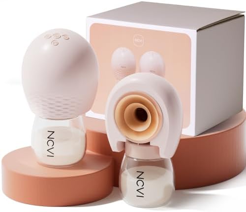 NCVI 8113 Wireless Breast Pump Hands Free 21/25mm Flanges, Portable Electric Wearable Breastfeeding Milk Pump Double with 4 Modes & 9 Levels for Work Travel Mom, Upgrade Cordless Design 2 Count, Pink