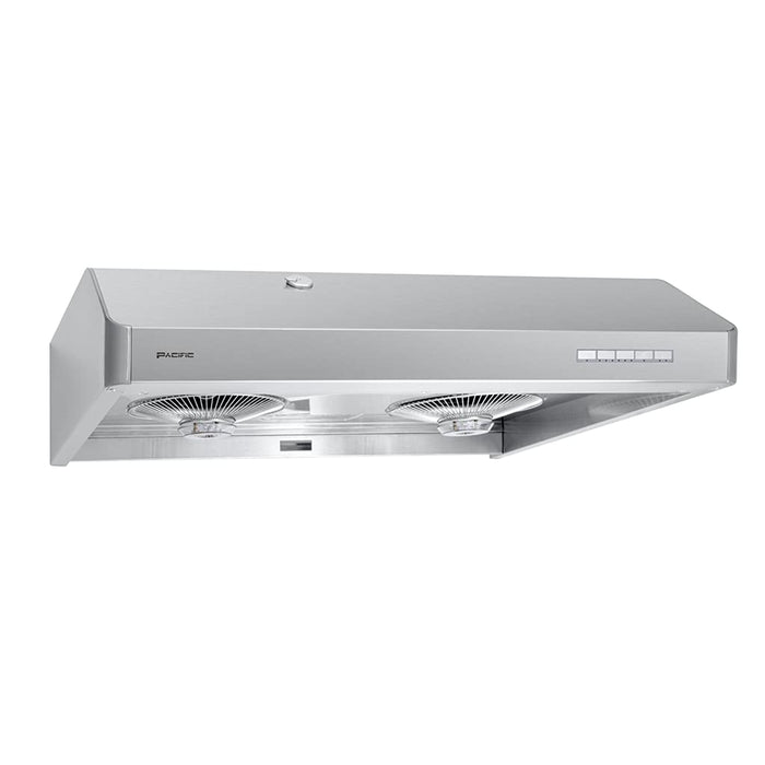 Pacific Auto Clean Under Cabinet Ducted Range Hood 42" - 900 CFM Powerful 6-Speed Kitchen Vent Hood - Electric Stainless Steel - LED Lights, Auto Steam Cleaning, Removable Grease Tray AC3342BS