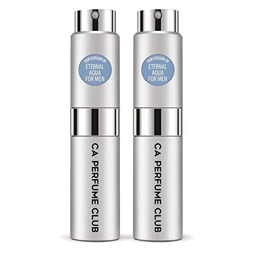 CA Perfume Impression of Calvin K. Eternal Aqua For Men Replica Version Fragrance Dupes Concentrated Long Lasting Eau de Parfum Spray Refillable Atomizer Bottle 0.27 Fl Oz-X2