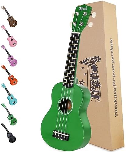 Trendy Soprano Ukulele for Beginners 21 Inch Hawaiian Wood Ukelele for Adult Student Starter (Green)